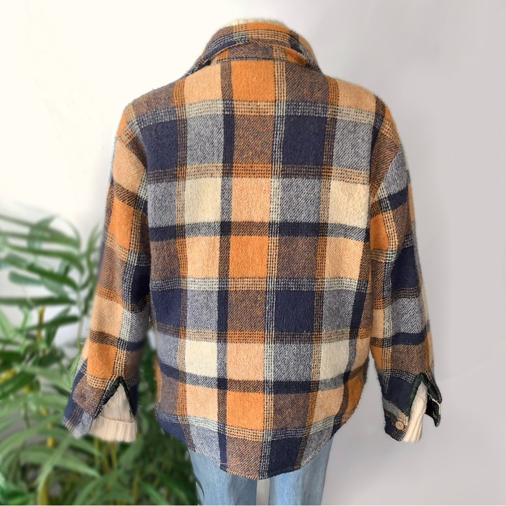 v i n t a g e :: Plaid Wool Lined Barn Coat Shacket Fleece - Picture 2 of 14